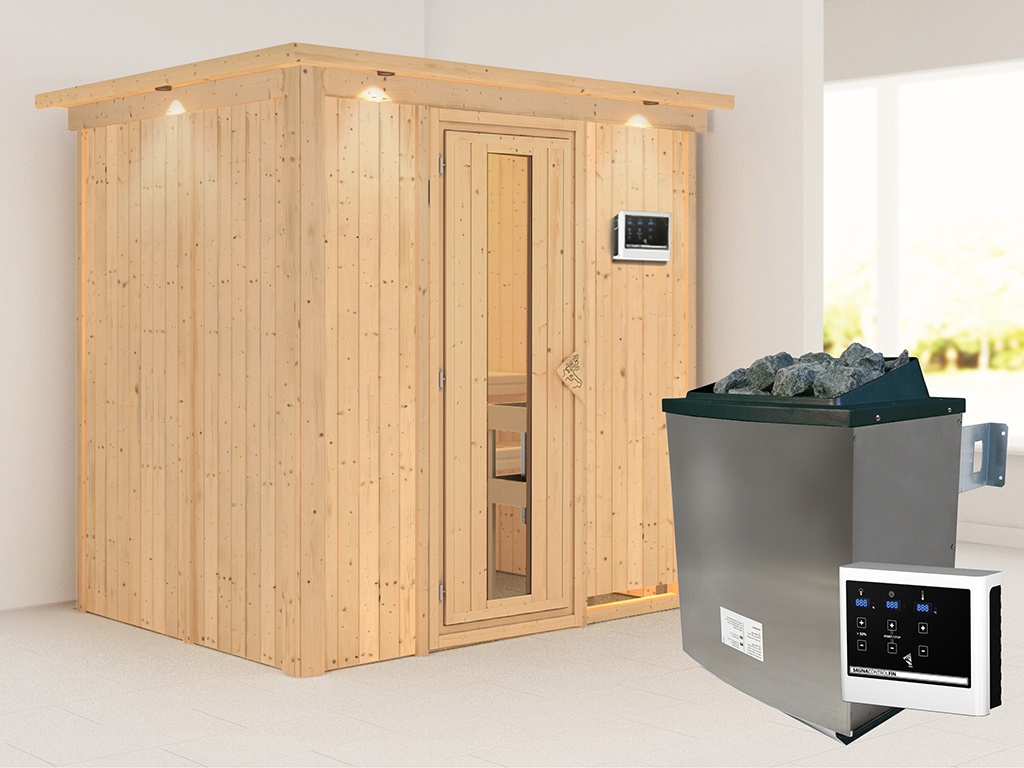 Sauna Systemsauna Bodin Mit Dachkranz Inkl Kw Ofen Mit Externer