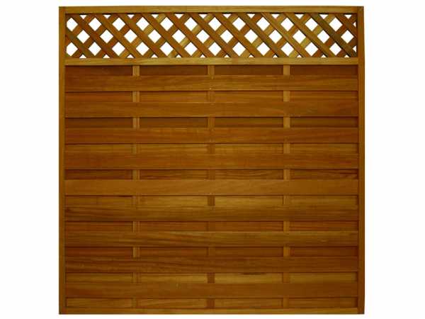 Bangkirai Rechteckzaun Classico Lamellen geriffelt 180 x 180 cm