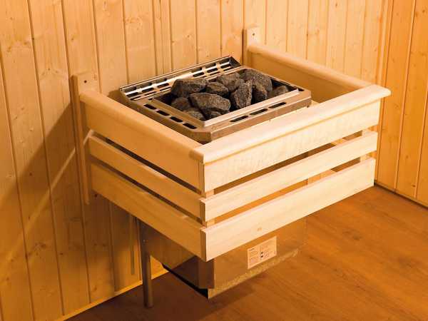 Sauna Massivholzsauna Cubilis ECK 1 mit Rundum-sorglos-Paket