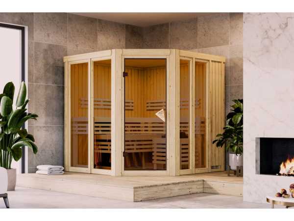 Sauna Airi mit bronzierter Ganzglastür