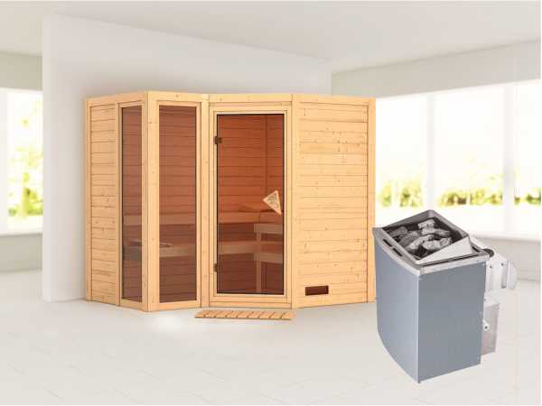 Sauna Massivholzsauna Amara inkl. 9 kW Saunaofen integr. Steuerung