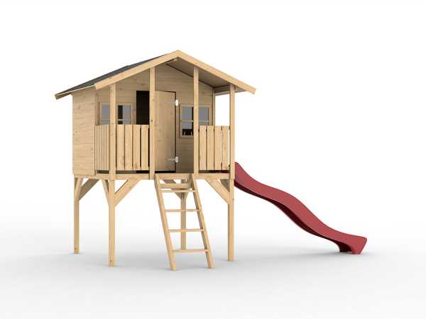 Stelzenhaus Toby inkl. Rutsche rot