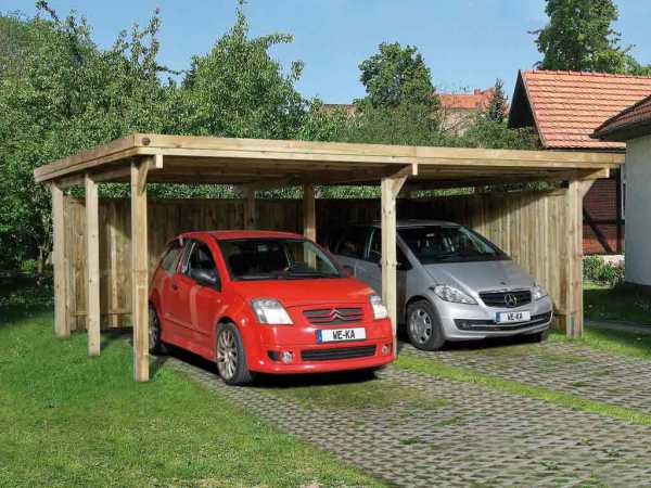 Flachdach-Doppelcarport 618 Gr. 1 mit Trapezblech