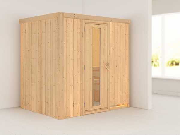 Systemsauna Bodin Holztür mit Isolierglas