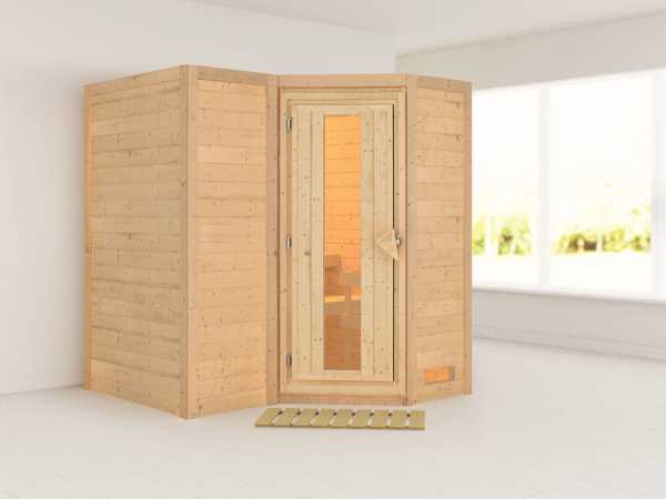 Massivholzsauna Sahib 1 Holztür mit Isolierglas