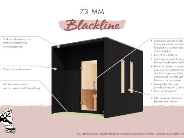 Saunahaus Catalina 73 mm schwarz