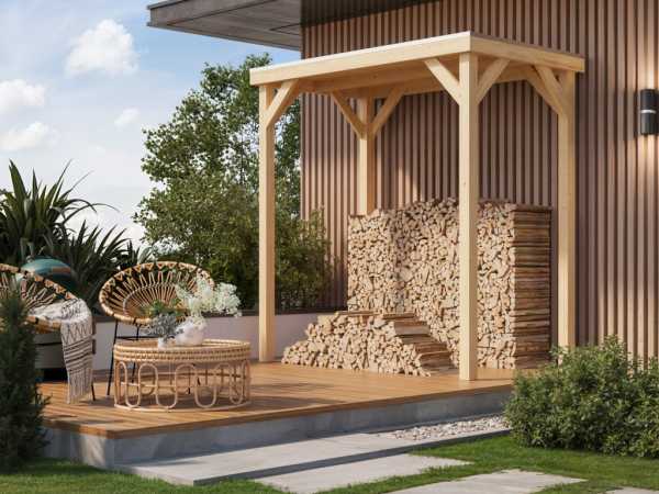 Pavillon Gartenlaube Cubeco halb Fichte naturbelassen