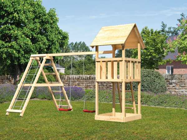 Spielturm Lotti naturbelassen inkl. Doppelschaukel