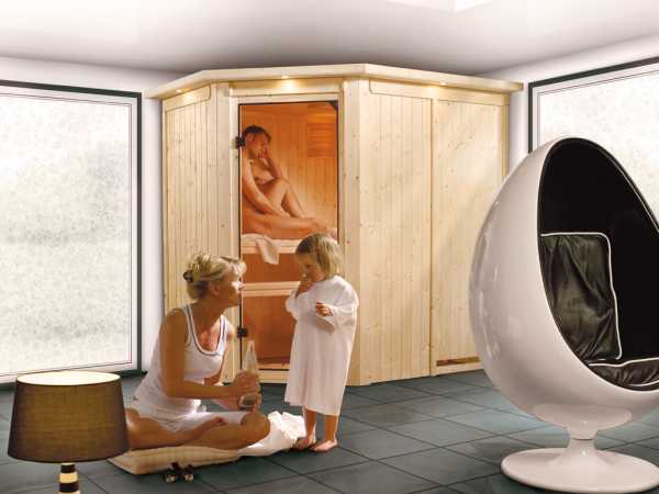 Sauna Systemsauna Saja mit Dachkranz