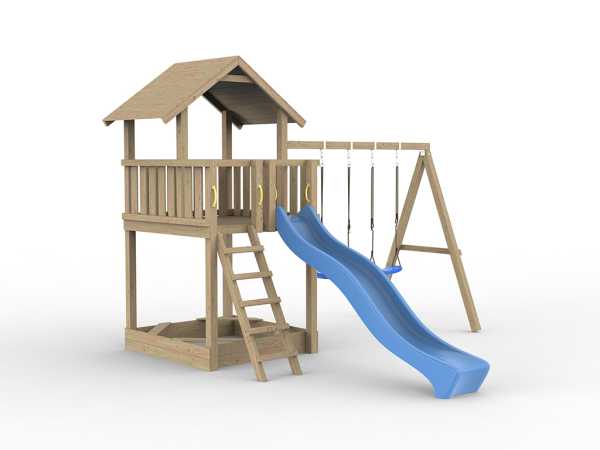 Abb. ähnlich (Schaukel wird entgegen Abb. am hinteren Pfosten montiert)