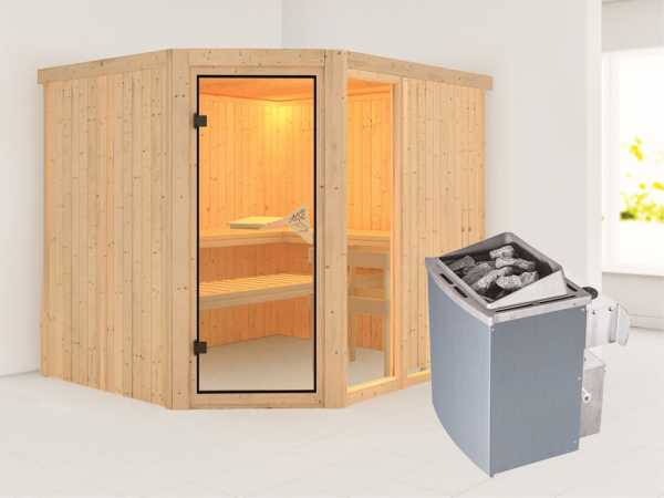 Sauna Systemsauna Fiona 3 inkl. 9 kW Saunaofen intergr. Steuerung