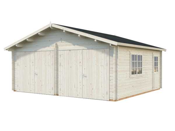Garage Roger 28,4 m² mit Holztor 44 mm grau tauchimprägniert