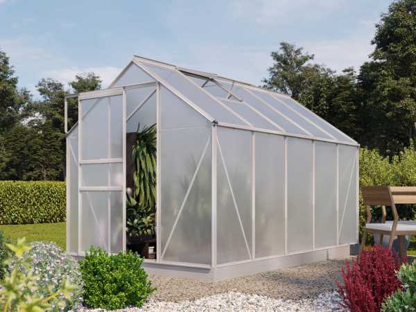 Gewächshaus Lilia Hohlkammerplatte 4 mm, 6,2 m², Aluminium eloxiert