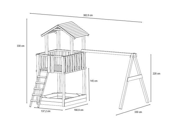 Spielturm Tilly Classic mit Doppelschaukel KDI inkl. Rutsche blau + Sitze blau