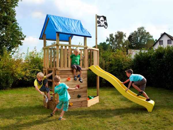Spielturm FIPS Pirat inkl. Rutsche gelb