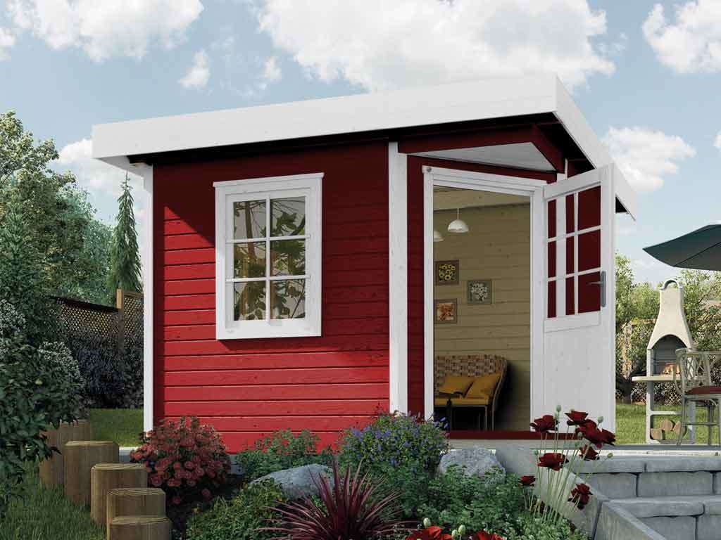 Gartenhaus Designhaus 213 Plus Gr. 2 schwedenrot 5EckGartenhäuser
