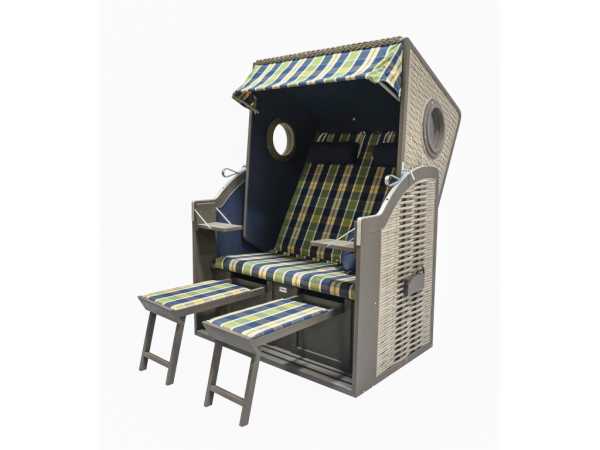 Strandkorb Twin View, Design 431 mit Holz-Bullaugen