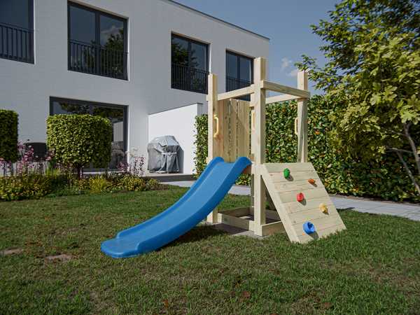 Spielturm Junior One KDI inkl. Rutsche blau