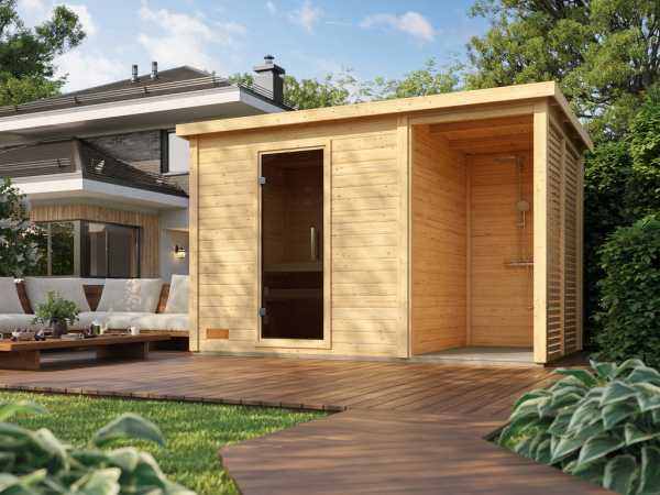 Saunahaus Lene 3 SPARSET inkl. 9kW Bio-Ofen mit ext. Steuerung