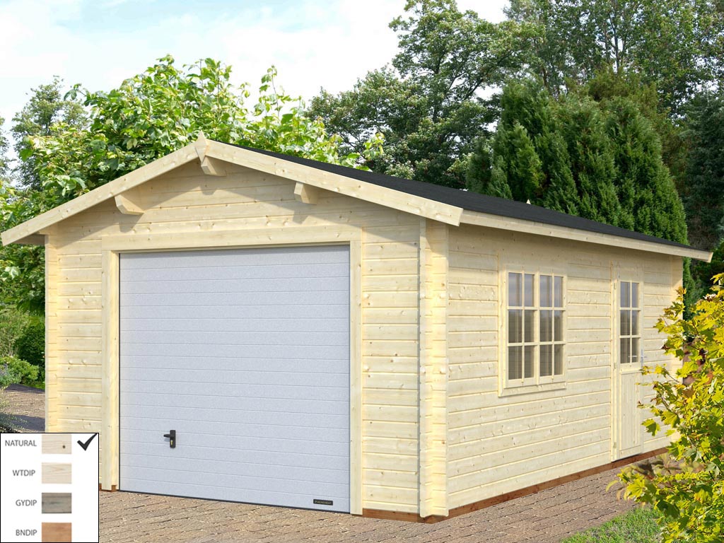 Garage Roger 19,0 m² mit Sektionaltor 44 mm naturbelassen | Einzelgaragen |  Garagen & Garagentore | Gartenbauten | Garten | Holzprofi24