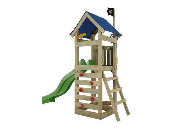 Spielturm Pirat Captain Jolly KDI inkl. Rutsche grün