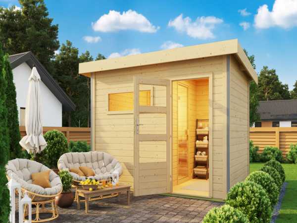 Saunahaus SPARSET Enns 2 inkl. 9 kW Bio Kombisaunaofen + ext. Steuerung