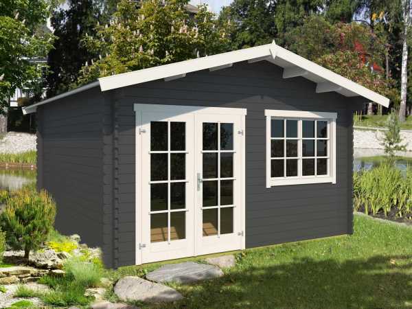 Gartenhaus Blockbohlenhaus Montana 2 40 mm carbongrau