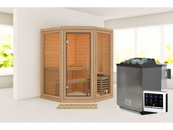 Sauna Yuma SET mit Ofen 9 kW, Bio externer Steuerung