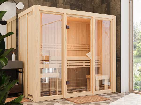 Elementsauna 68 mm Paradiso 2 SPARSET inkl. 3,6 kW P&P Saunaofen und ext. Steuerung
