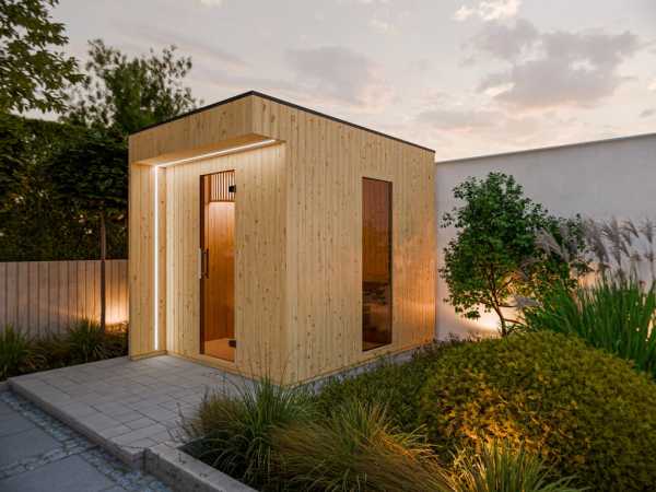 Gartensauna Musta 2 – 72mm mit Glastür, naturbelassen