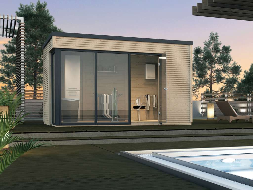 Gartenhaus Designhaus Cubilis Gr. 2 45 mm naturbelassen Moderne