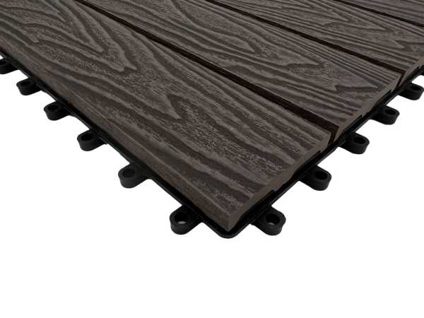 WPC-Terrassenfliese dunkelbraun Holzoptik