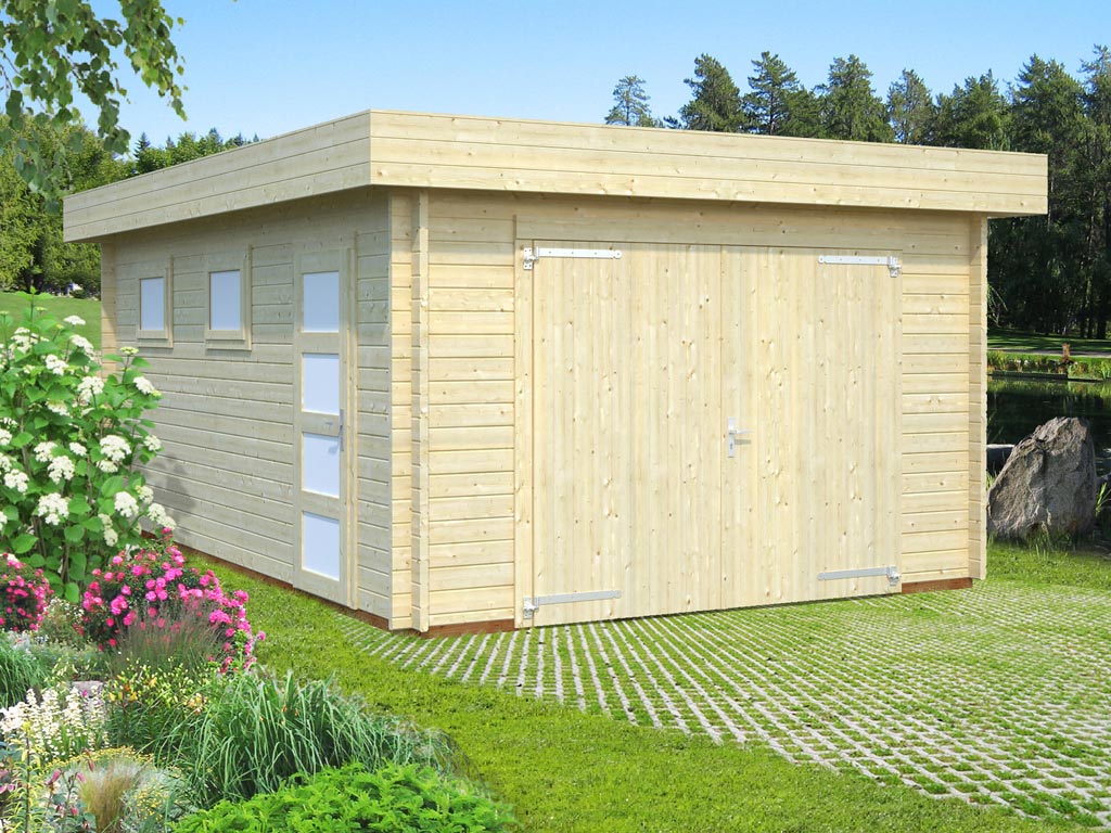 Garage Rasmus 19,0 m² mit Holztor 44 mm naturbelassen | Einzelgaragen |  Garagen & Garagentore | Gartenbauten | Garten | Holzprofi24