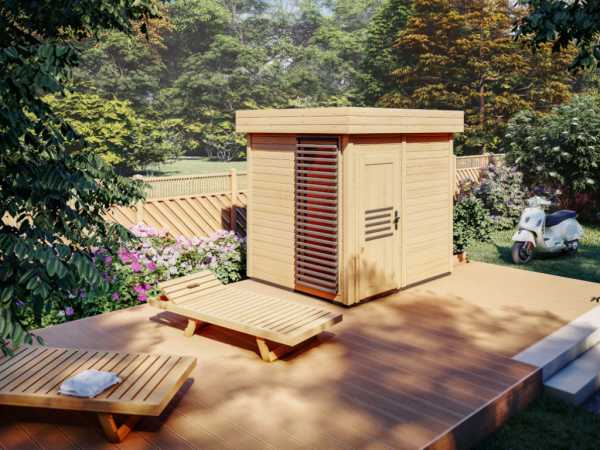 Gartensauna Amos 40 mm mit Holztür naturbelassen