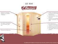 Vorschau: Sauna Systemsauna Siirin mit Dachkranz, inkl. 9 kW Ofen mit externer Steuerung Vorschau: Sauna Systemsauna Siirin mit Dachkranz, inkl. 9 kW Ofen mit externer Steuerung