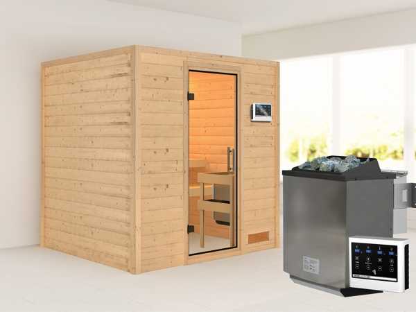 Sauna Massivholzsauna Anja, inkl. 9 kW Bio-Ofen mit externer Steuerung