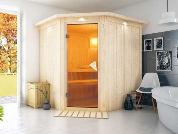 Sauna Systemsauna Lilja mit Dachkranz