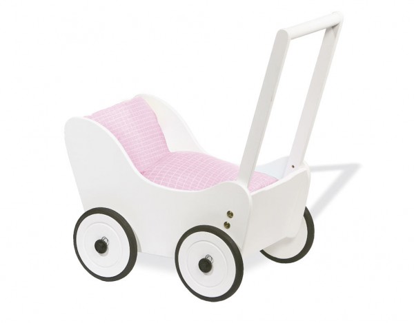 Puppenwagen "Maria" Buche, weiß lackiert
