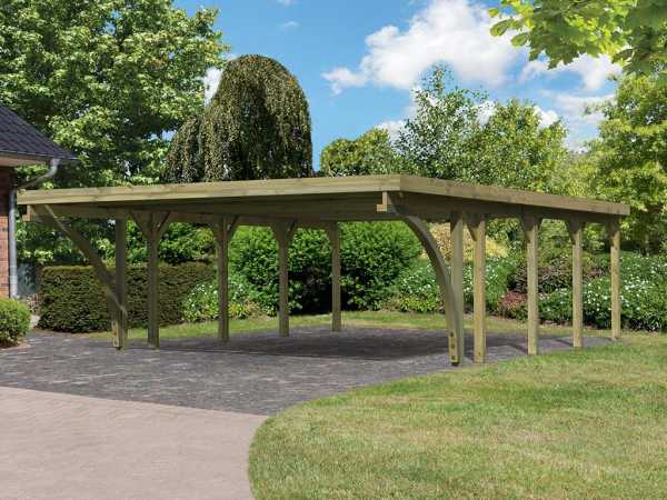 Carport Doppel 3 CLASSIC inkl. 2 Einfahrtsbögen, inkl. 0,5 mm Stahldachplatte