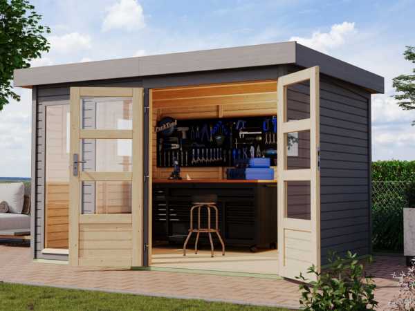 Gartenhaus Lahar 5 19 mm rundum terragrau
