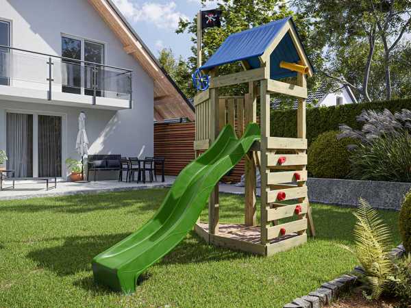 Spielturm Pirat Captain Jolly KDI inkl. Rutsche grün