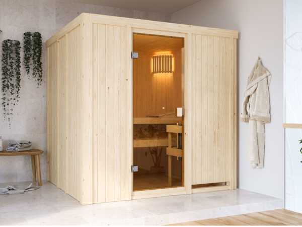 Elementsauna 68 mm Celine 2 SPARSET inkl. 9 kW Saunaofen und int. Steuerung