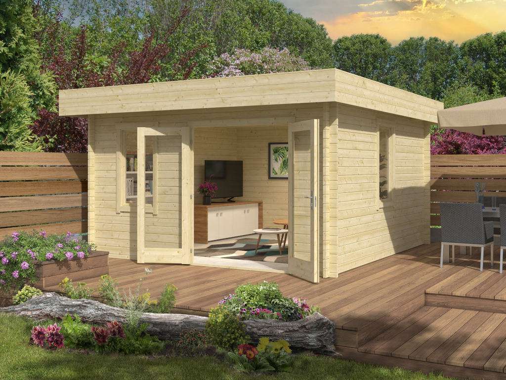 Gartenhaus Blockbohlenhaus Lacanau 40 mm naturbelassen