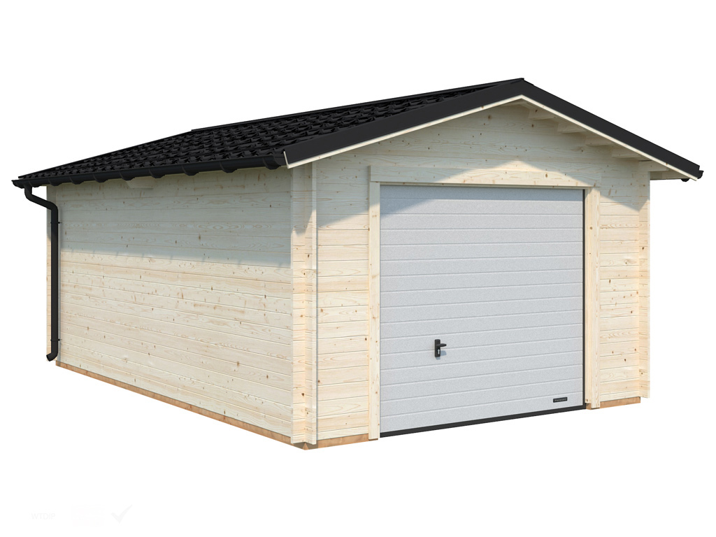 Garage Tomas 19,2 m² mit Sektionaltor 34 mm transparent tauchimprägniert |  Einzelgaragen | Garagen & Garagentore | Gartenbauten | Garten | Holzprofi24