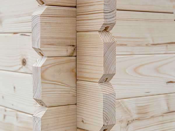 Gartenhaus Blockbohlenhaus CA2977 28 mm naturbelassen mit 3 m Anbau