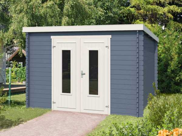 Gartenhaus Blockbohlenhaus Sacramento 28 mm taubenblau