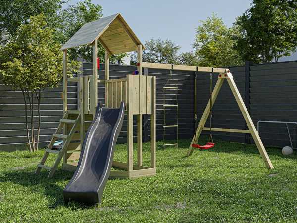Spielturm Big Monkey KDI inkl. Rutsche grau