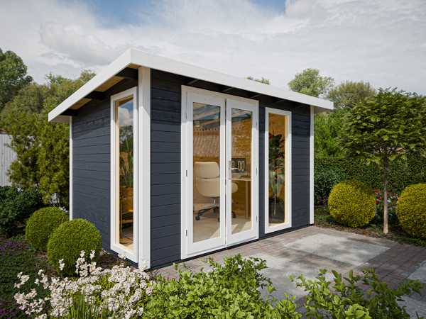 Gartenhaus Homeoffice Karvo 2 28 mm Anthrazit/Weiß