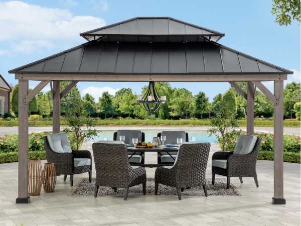 Zedernholz-Gazebo RYSY – 390 cm x 450 cm