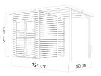 Vorschau: Gartenhaus Marksburg 2 mit Anbau 14 mm natur Vorschau: Gartenhaus Marksburg 2 mit Anbau 14 mm natur